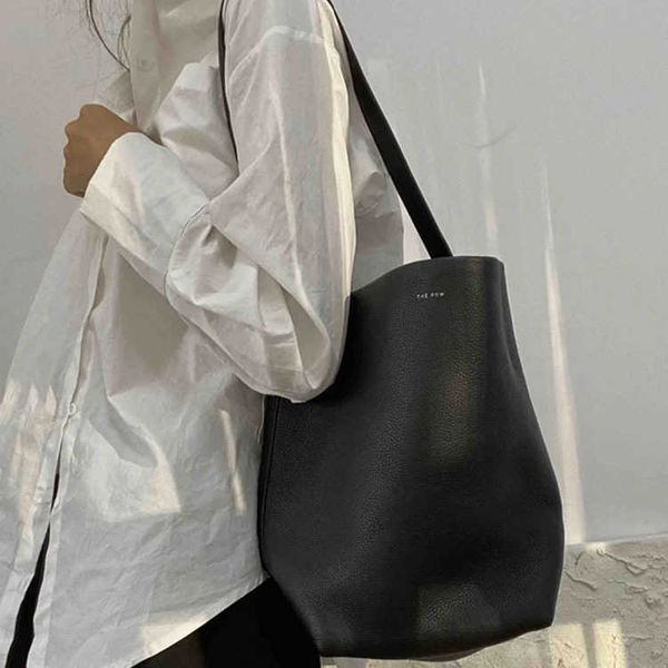 

the row 2022 new women's bag fashion shoulder bag litchi pattern large capacity bucket bag commuter tote bag