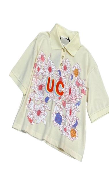 

2022 women039s loose tee designer lapel neck lovelight cotton tshirt with print girls short brand milan runway designer c9684997, White