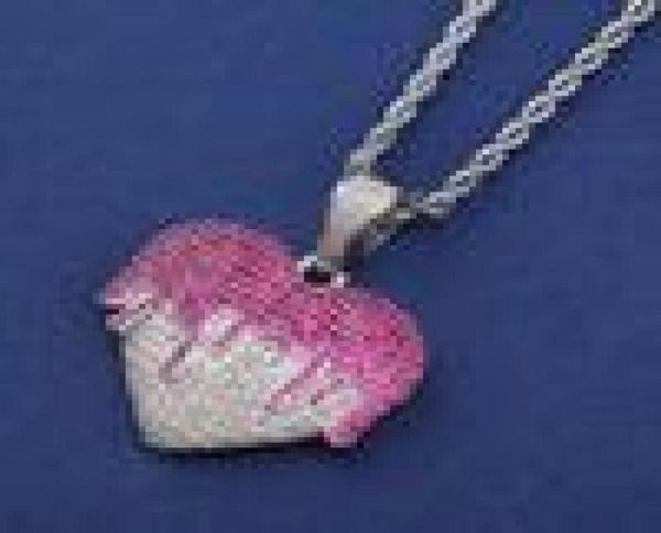 

hip hip jewelry iced out pendant luxury designer necklace mens gold chain pendants bling diamond heart charms rapper fashion acces1719635, Silver