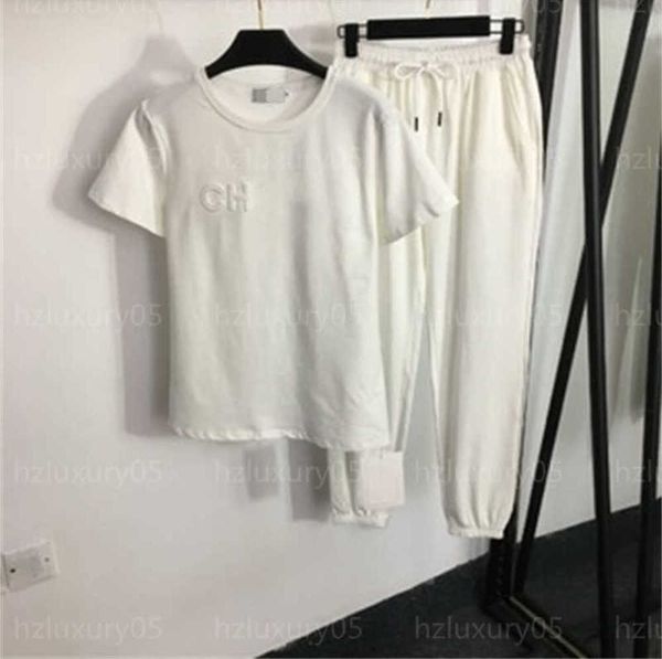 

womens tracksuit designer fitness two piece set joggers letter logo embossed short sleeve tee elastic waist casual pants designers t-shirt s, Gray