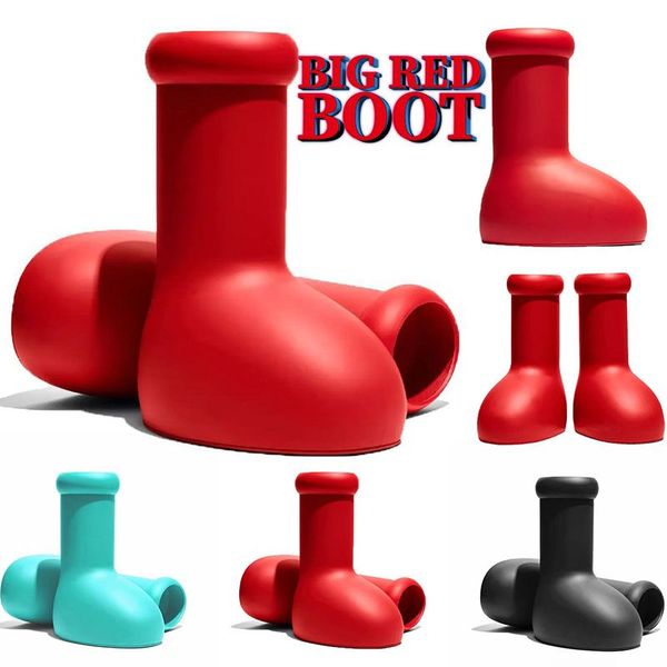 

2023 mschf astro boy big red black boots rain boots designer men women boot eve rubber reps over the knee booties cartoon shoes thick bottom