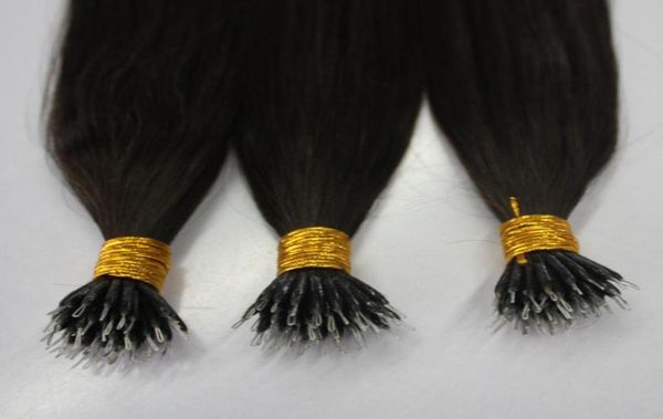 

double drawn brazilian nano ring human hair extensions color gray 33 30 12 613 60 08g 1g per strand 200s lot89671757142745, Black