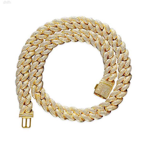 

14mm hip hop jewelry white gold plated full iced out cuban link chain necklace for men, Silver