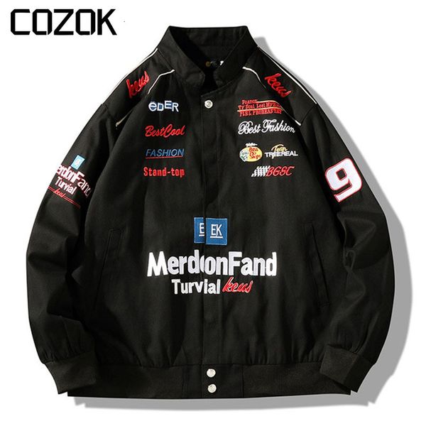 

men's jackets spring heavy industry embroidery racing baseball uniform jacket men and women high street motorcycle jacket coat autumn 2, Black;brown