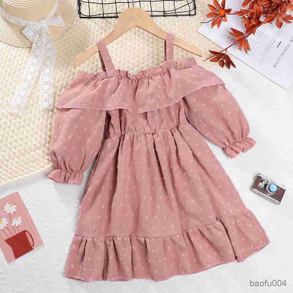 

girl's dresses gaun anak perempuan gaun anak perempuan lengan satu garis leher muda baru musim gugur 2023 r230808, Red;yellow