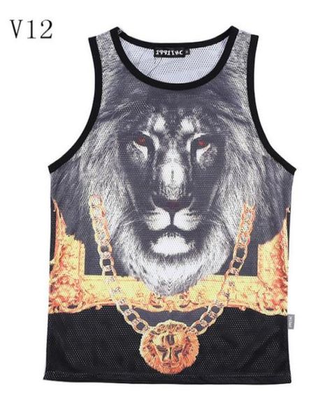 

magic design new made for men tank golden chain crown lion 3d vest grid breathable absorbent active tanks v12 mxxl3683787, White;black