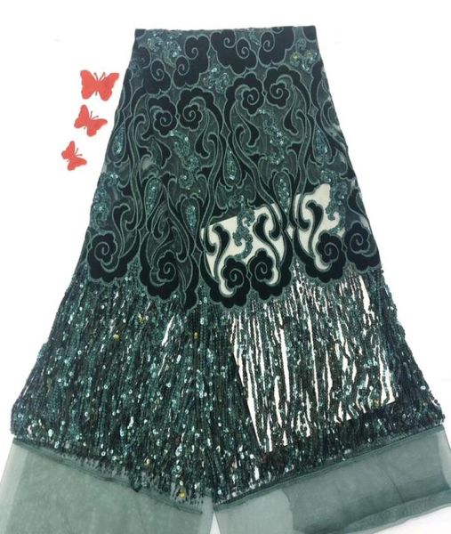 

velvet lace fabric with sequins nigerian mesh net fabrics african for bridal materials 5yardspcs1426402, Black;white
