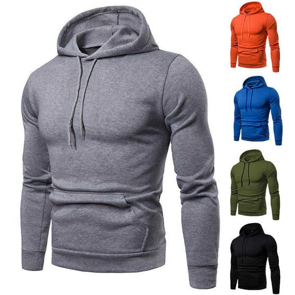 

no brand name men's sweater autumn and winter new european men's solid color slim fitting hooded long sleeve sweater coat, Black
