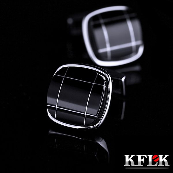 

cuff links kflk jewelry shirt cufflink for mens brand black cuff link wholesale bouton gift luxury wedding male guests 230807, Silver
