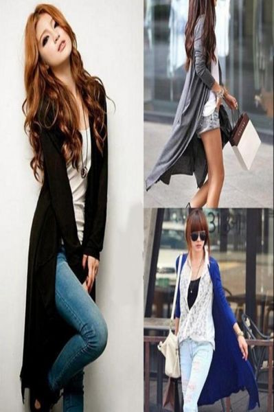 

spring womens casual long sleeve cardigan knit knitwear soft modal bamboo sweater coat long maxi wraps outwear m1152643719, White;black