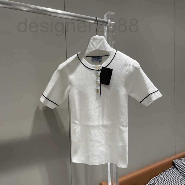 

women's knits & tees designer 23 new school style sweet and gentle temperament reduced age button knitted short sleeves 69yn, White