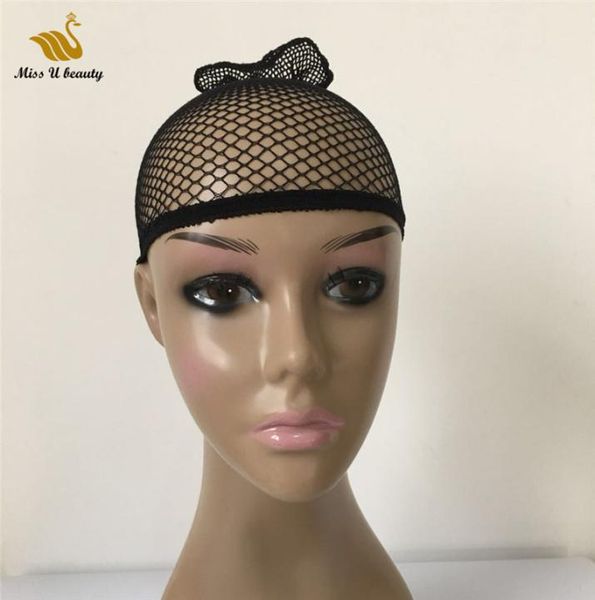 

two ends open fishnet wig caps hair net black blonde color weaving cap for wearing wigs snood nylon meshcap5915110, Black;brown