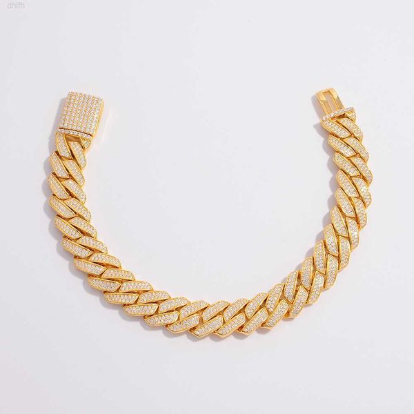 

icy 16mm 2rows moissanite cuban chain box clasp luxury man hip hop 925 sterling silver moissanite cuban bracelets