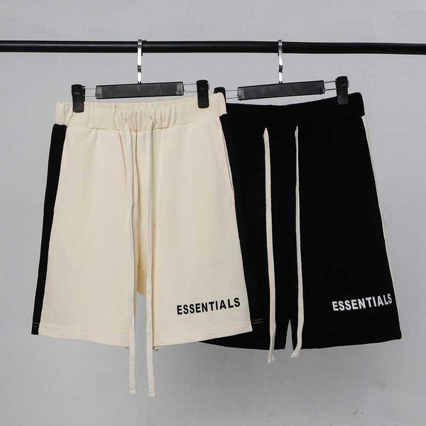

trendy patchwork printed drawstring shorts esential men's and women's high street pure cotton versatile comfortable pants, White;black