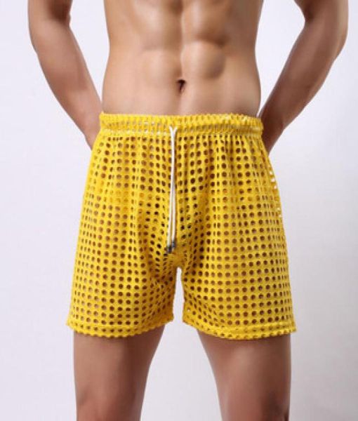 

whole novelty men shorts big mesh loose casual gay male clothing man sleepwear see through low rise boxer shorts s407468059, White;black