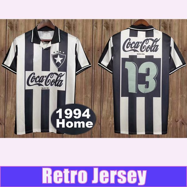 

1994 botafogo fr retro soccer jerseys home black white football shirt, Black;yellow