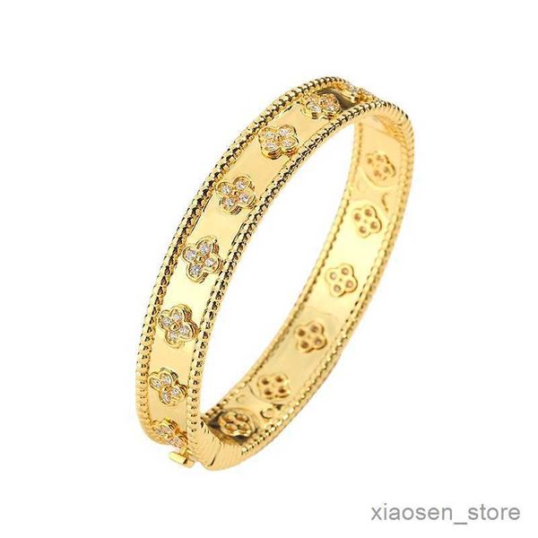 

bangle bracelets designer bracelet bangle for women 18k gold plated full crystal diamond sweet flower cuff valentine designer jewelry r23080, Black