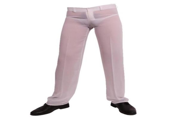 

fashionmen transparent pants long chiffon ultrathin perspective casual stylish summer black white4043319