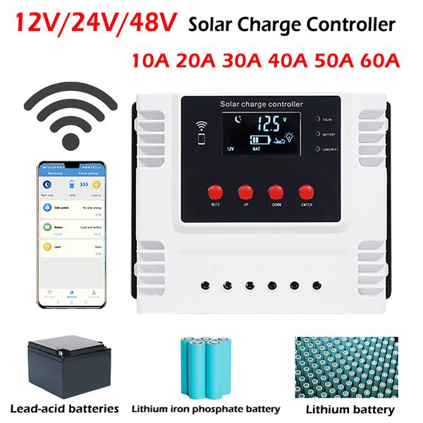 

12v 24v 48v pwm solar charge controller 10a 20a 30a 40a 50a 60a support wifi app control for lead acid/lithium/lifepo4 battery
