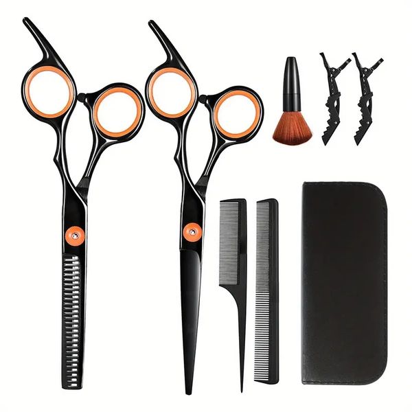 

8pcs/set professional hair cutting shears kit hair scissor hairdressing cutting thinning barber scissor set for men, women & pets