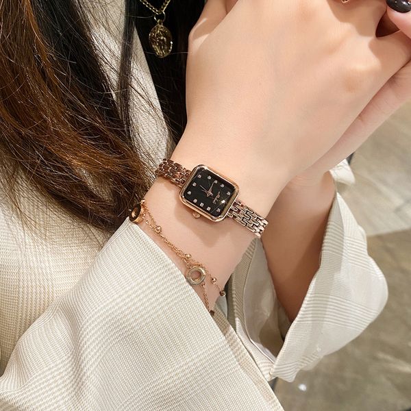 

fashion designer small dial women's watch diamond-encrusted waterproof quartz watch temperament simple watch women, Slivery;golden