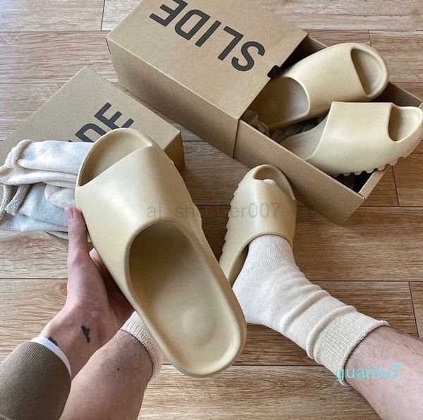 

2022 kanve slides designer slippers sandals foam runner men women desert sand earth brown bone white pure core orange resin slide, Black