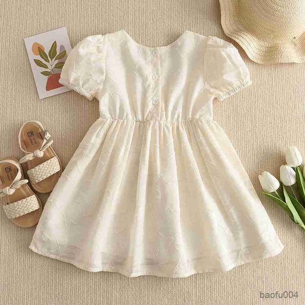 

girl's dresses gaun anak perempuan lengan puff musim panas gaun pesta solid gaun kasual anak perempuan pakaian anak-anak pakaian anak r, Red;yellow