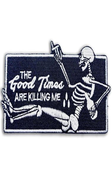 

the good times are killing me sewing notions 100 embroidered iron on patches sew on skull novelty diy applique custom for clothin7976085, Black