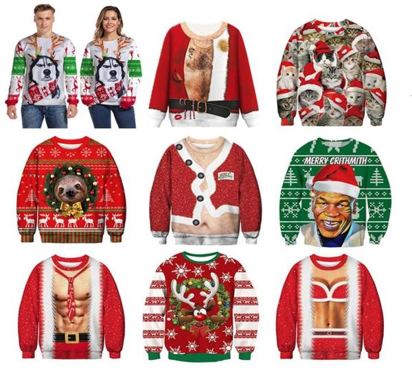 

men039s sweater pull homme ugly christmas sweater santa claus 3d loose hoodie men women christmas sweater men pull noel homme l5515406, White;black