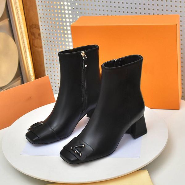 

designer boots woman ankle booties winter luis heel boot martin leather platform letter vuttonity blonde shoes rfgser, Black