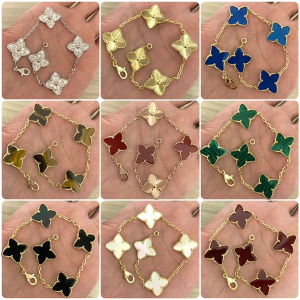 

luxury classic 4/four leaf clover bracelet charm bracelets designer chain 18k gold shell for girl wedding mother' day fashion jewelry w, Black