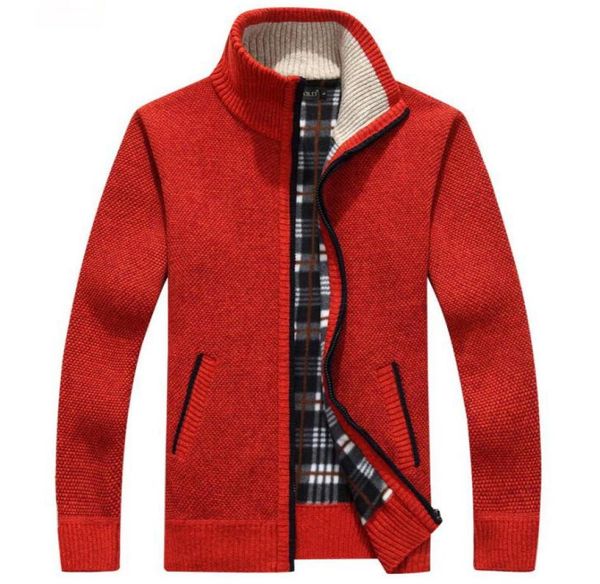 

sweater men thick warm cardigan zipper sweaters sueter masculino pull mens stand collar plus velvet sweter autumn winter coats1135949, White;black