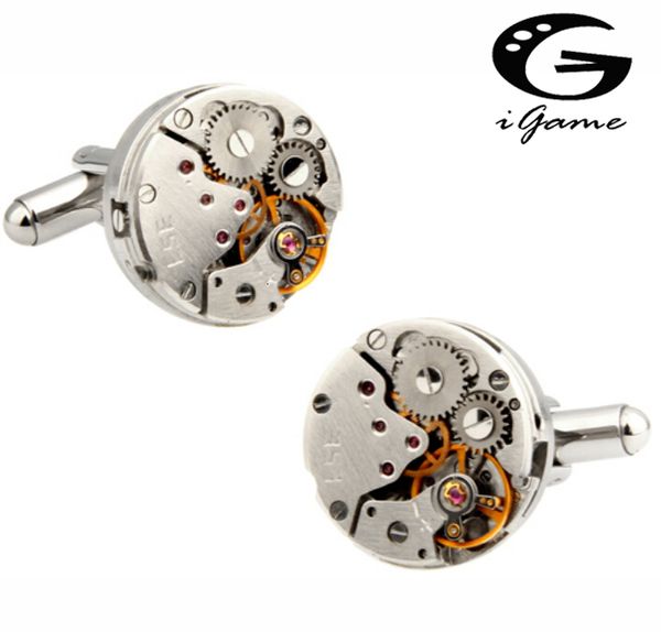 

cuff links factory price retail watch cufflinks for men vintage stainless steel unique watch movement design cuff links 230807, Silver