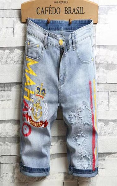 

spring summer designer skinny men039s jeans ripped paint splatter retro blue straight jeans streetwear beggar stre9299933