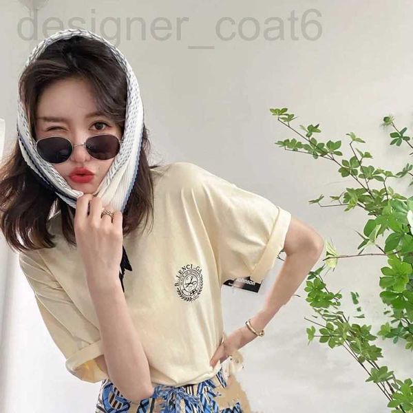 

women's t-shirt designer women's t-shirt designer high version new luxury fashion chest scissors wheat ear embroidery men and coup, White