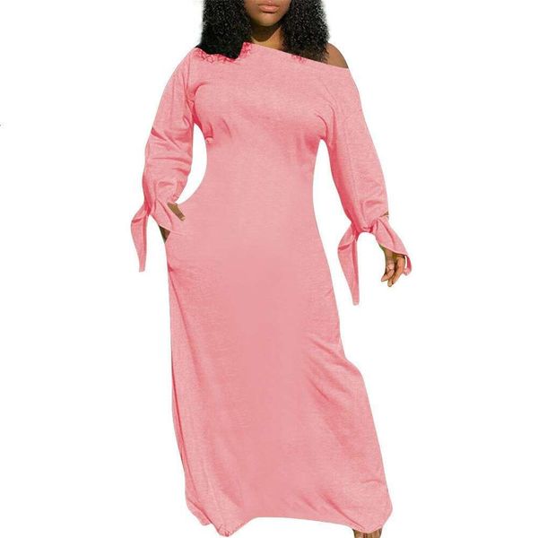 

womens pure color knotted long sleeved dress with pocket on both sides, Black;gray