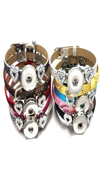 

10 colors pu leather 021 fashion 18mm snap button bracelet interchangeable charm jewelry for women kids teenager 20cm6734470, Golden;silver
