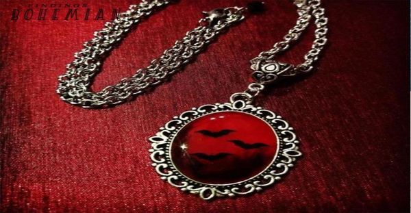 

blood and bat dracula inspired resin necklace black witch witchcraft9749439, Silver