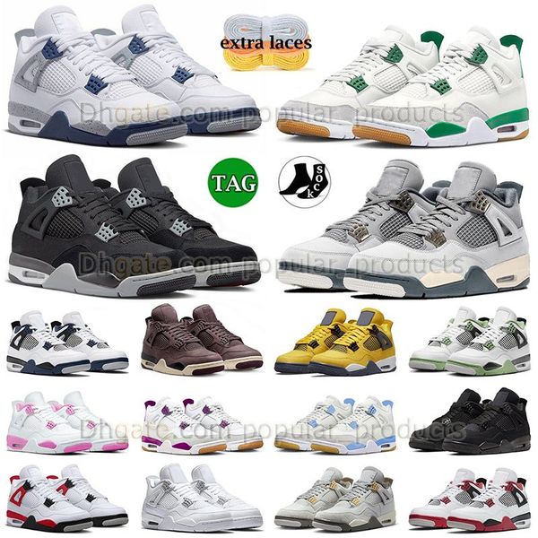 

original jumpman 4 basketball shoes midnight navy pine green black canvas craft pn dust mens womens snekaers red cement black cat 4s designe