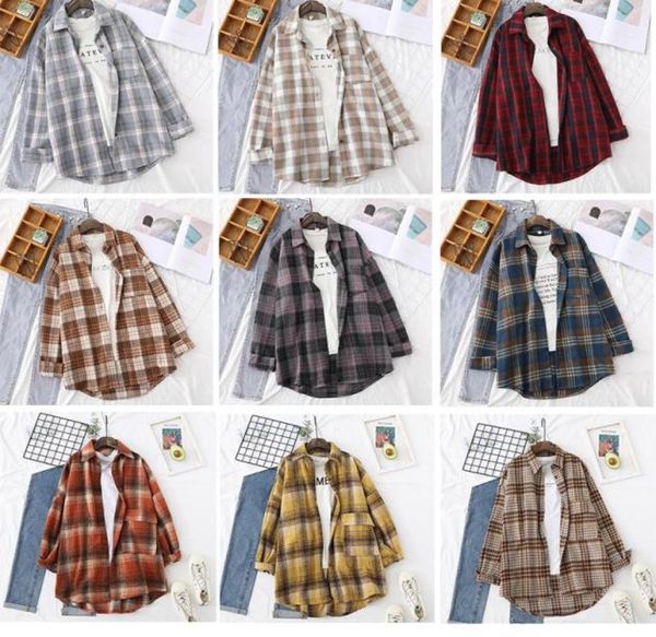 

fashion spring autumn retro british style frosted plaid shirt for women men lovers loose medium length thickened shirt coat6163637, White