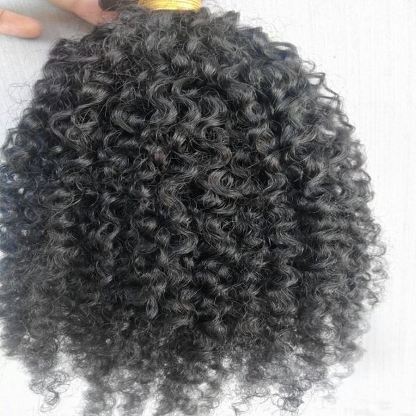 

brazilian human afro coarse hair weaves queen products natural color hair extensions 100g 1bundle4017952, Black