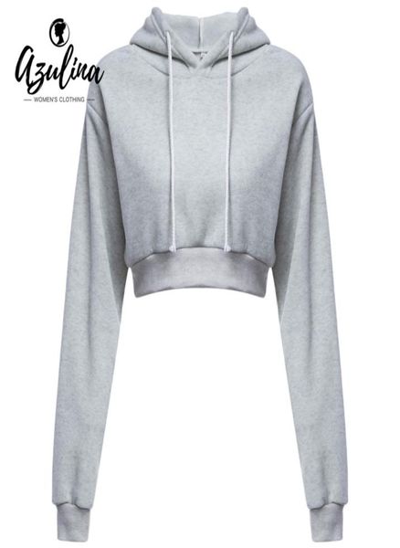 

whole azulina casual gray black cropped hoodies pullovers female sweatshirt winter grey short crop hoodie for women trac8960702