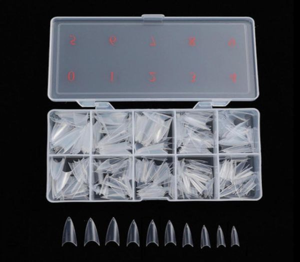 

500 pzborsa unghie finte naturaleclearbianco stiletto sharp francese unghie artificiali acrilico unghie finte punte di disegno1187621, Red;gold