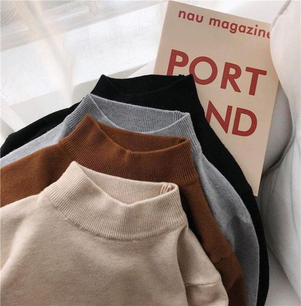 

autumn men039s half turtleneck solid threaded sweater fire slim fashion wear longsleeved stretch knitted christmas pullove1508440, White;black