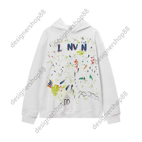 

2023 new gd&linvin hoodies spicy ink print loose long sleeve sweater versatile for men and women couples fashion brand batch, Black