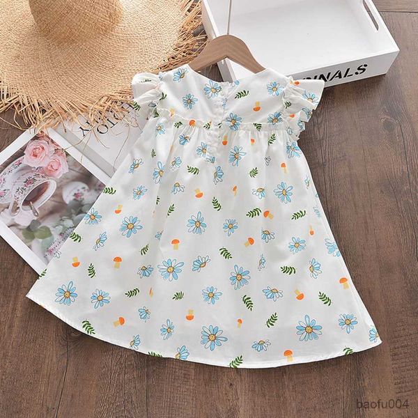 

girl's dresses gaun anak-anak untuk anak perempuan pakaian fashion baru balita bayi musim panas kostum lengan terbang bunga pakaian ana, Red;yellow