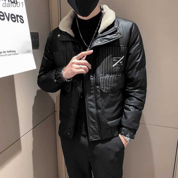 

2022 new winter fashion handsome loose down jacket men's thickened short couple goose feather coat mens brand clothing s-3xl l230520, Black