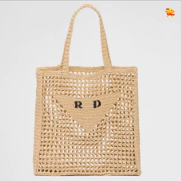 

crochet totes dag straw beach bags raffia totes designer shoulder bag with embroidered letteringknitting casual womens summer hollow handbag