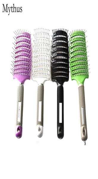 

new design detangling curved hair comb faster drying styling hair brushlady vent hair brush with magnet handle5206741, Silver