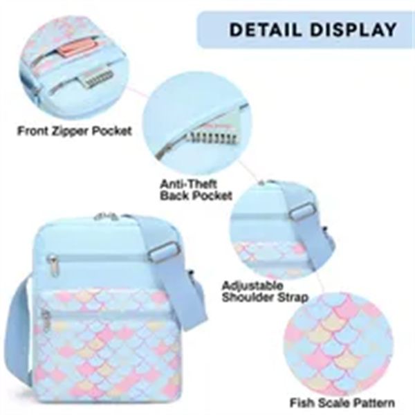 

rainbow print baby blue small messenger shoulder bags set for teen girls and kids 10-12, stylish crossbody purse gift a3, Black